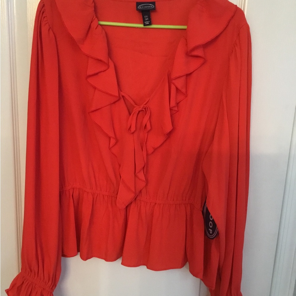 Orange Ruffled Blouse by Scoop